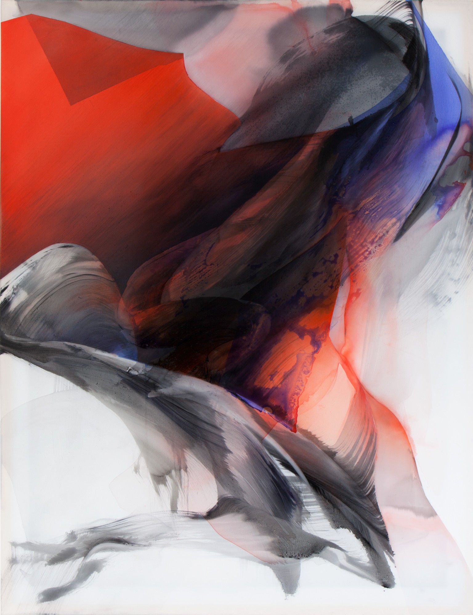 Natascha Schmitten - Supersaturation, 2019, ink, oil on nylon, 130 x 100 cm