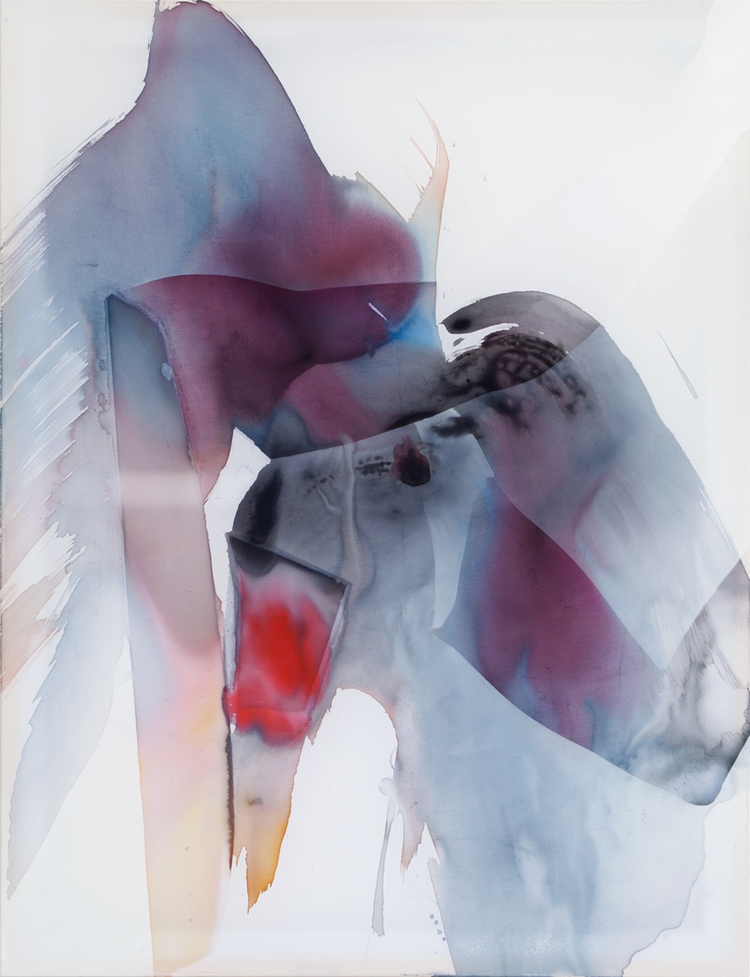 Natascha Schmitten - OXTR, 2022, ink, acrylic, oil on nylon, 130 x100 cm
